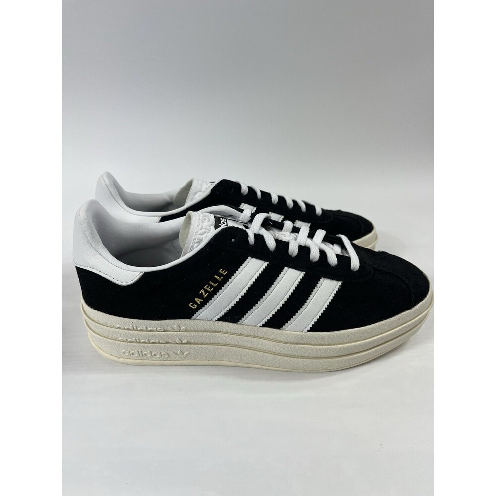 NIB Adidas Gazelle Bold Platform Sneakers Black White Women's Size 8 HQ6912